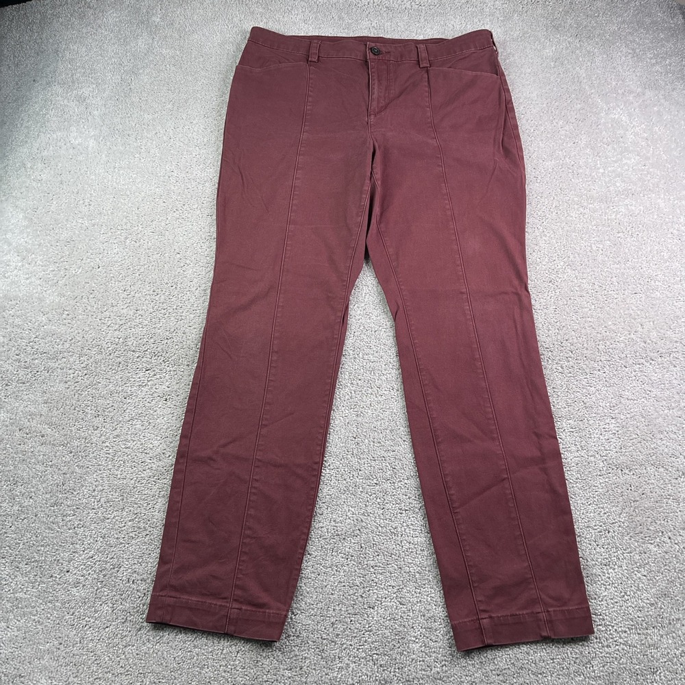 Duluth Pants Womens 14 Red Workday Warrior Chino Slim Leg Mid Rise Stretch
